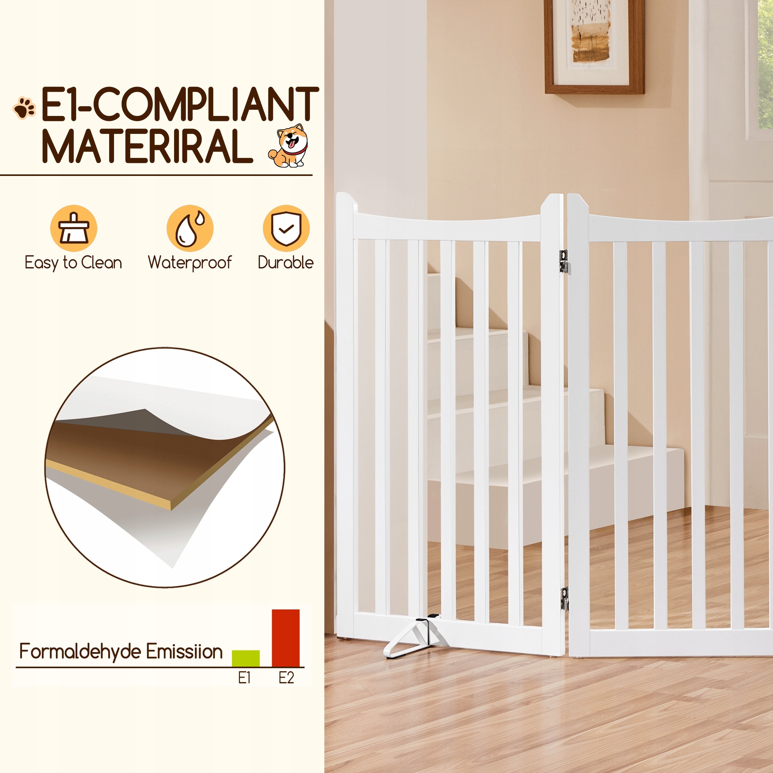 Gate Folding Barrier Protective 90x150cm, White Product width 1.8 cm