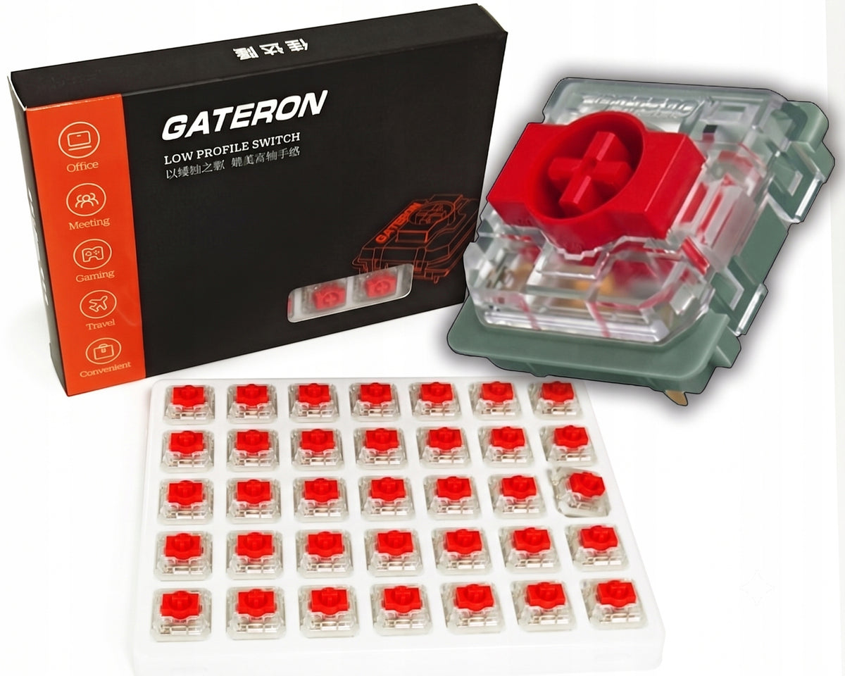 Gateron Red Low-Profile 2.0 Low Profile Switches Hot-Swap Switches