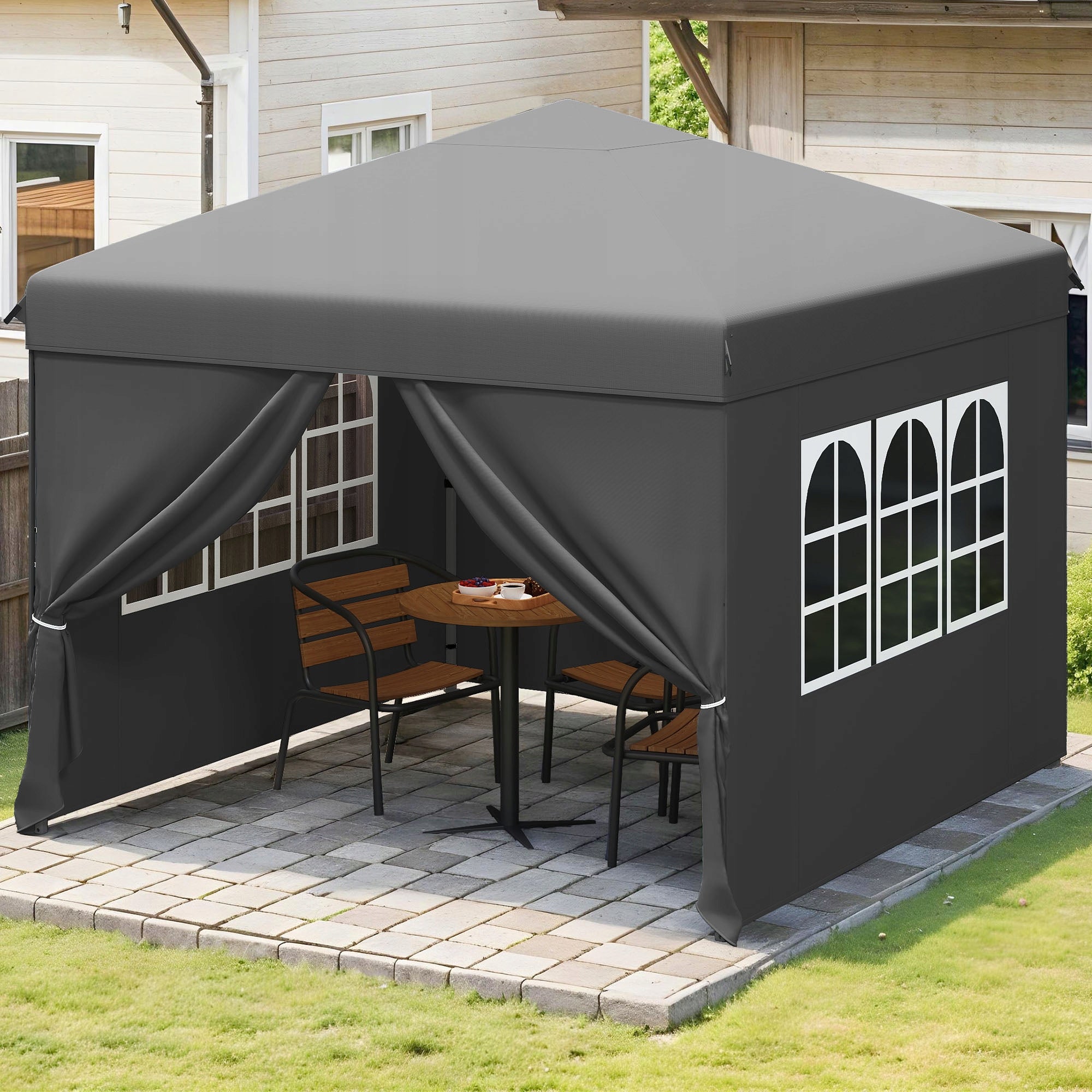 Gazebo, Garden Tent, Pavillon, 2.5×2.5m, Waterproof Folding, Canopy, Grey Packaging status original