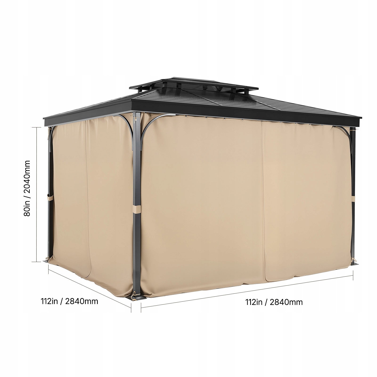 Gazebo Privacy Curtain 10' x 10' x 6.7' Waterproof Gazebo Curtains Khaki EAN (GTIN) 197988122593