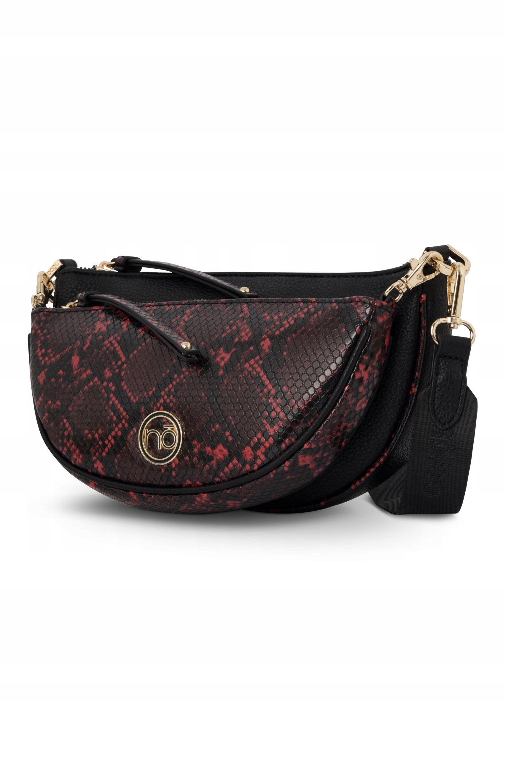 Damenhandtasche, schwarz, rot, „Nobo“ 