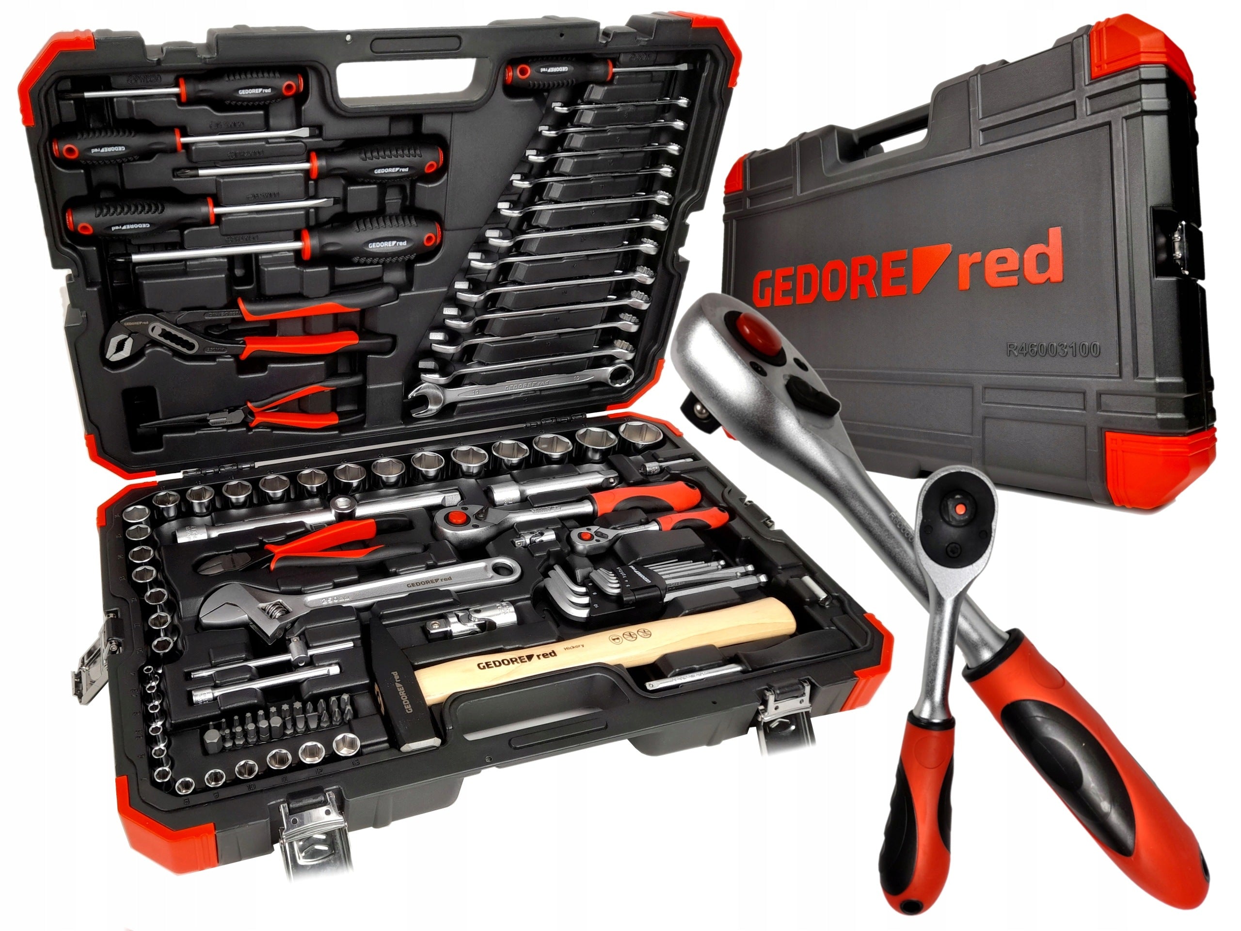 Gedore Red socket wrench set ratchet in case 1/2" 1/4" 100 el.