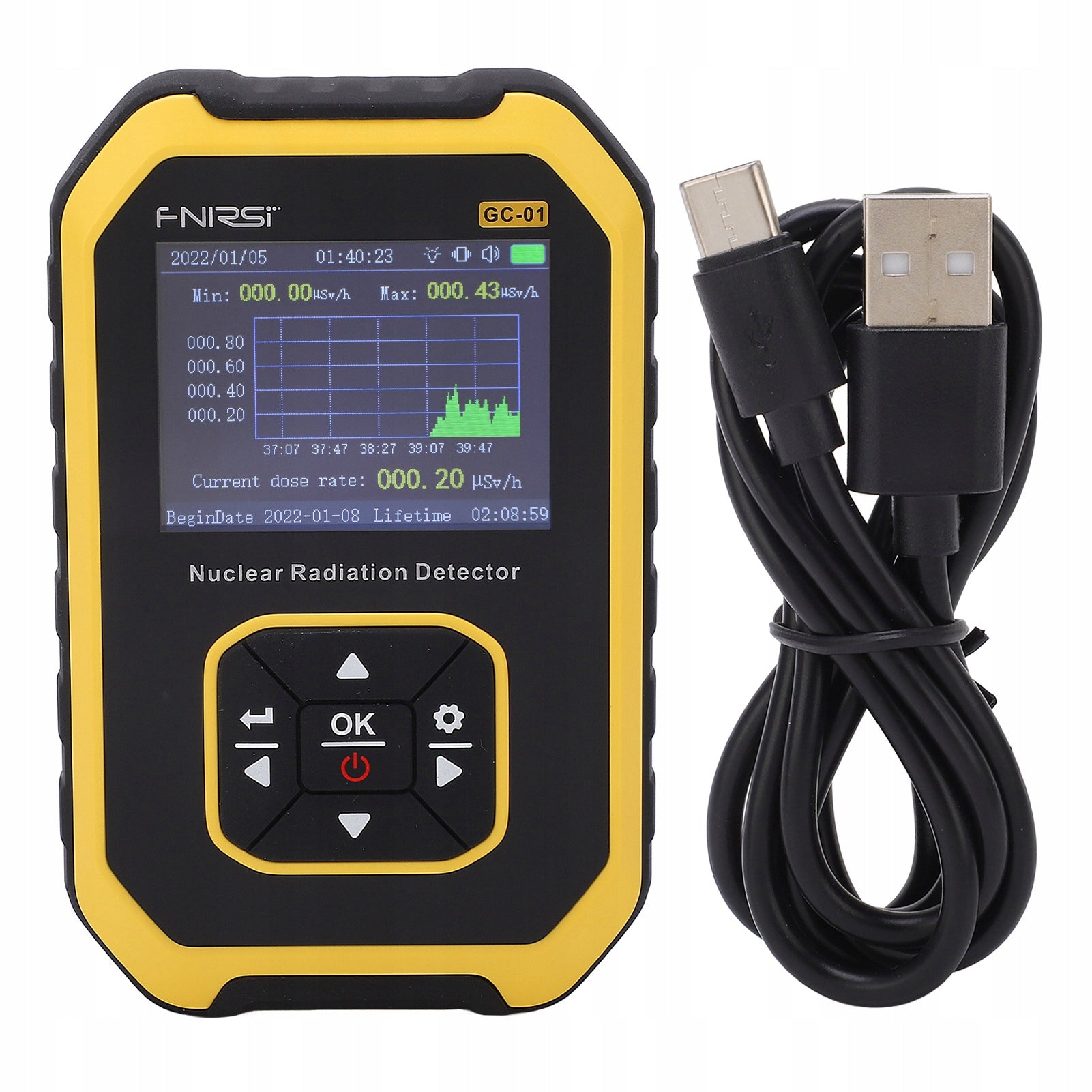 Geiger counter radiation tester dosimeter GC01LCD and AKU Batteries included yes