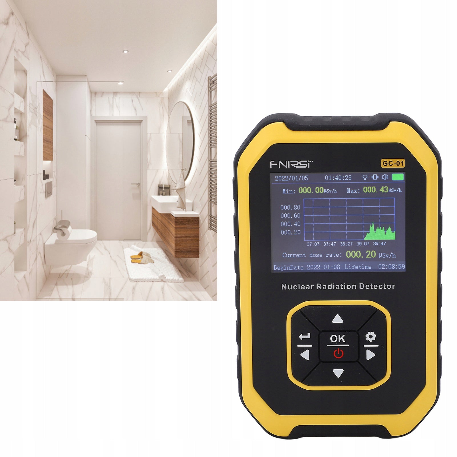 Geiger counter radiation tester dosimeter GC01LCD and AKU Certificates of conformity CE