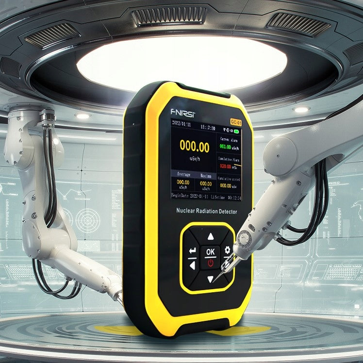 Geiger counter radiation tester dosimeter GC01LCD and AKU Power supply rechargeable battery