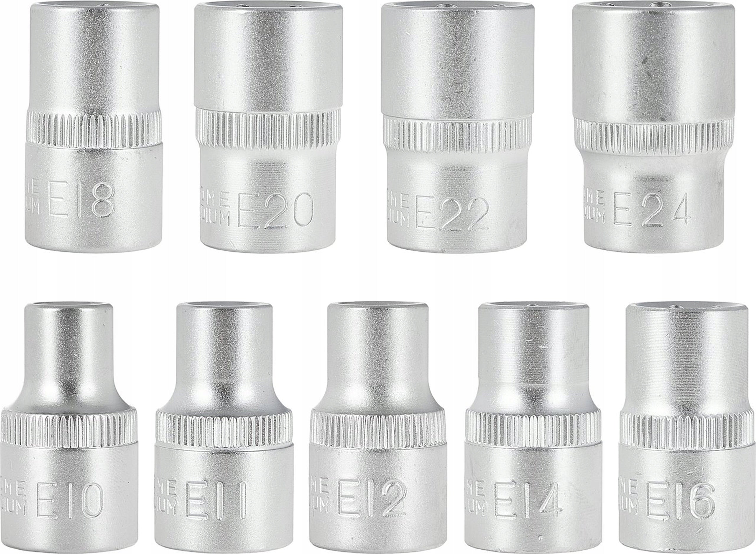 Geko TORX sockets E10-E24 1/2" set of 9 pcs. suitcase G10167