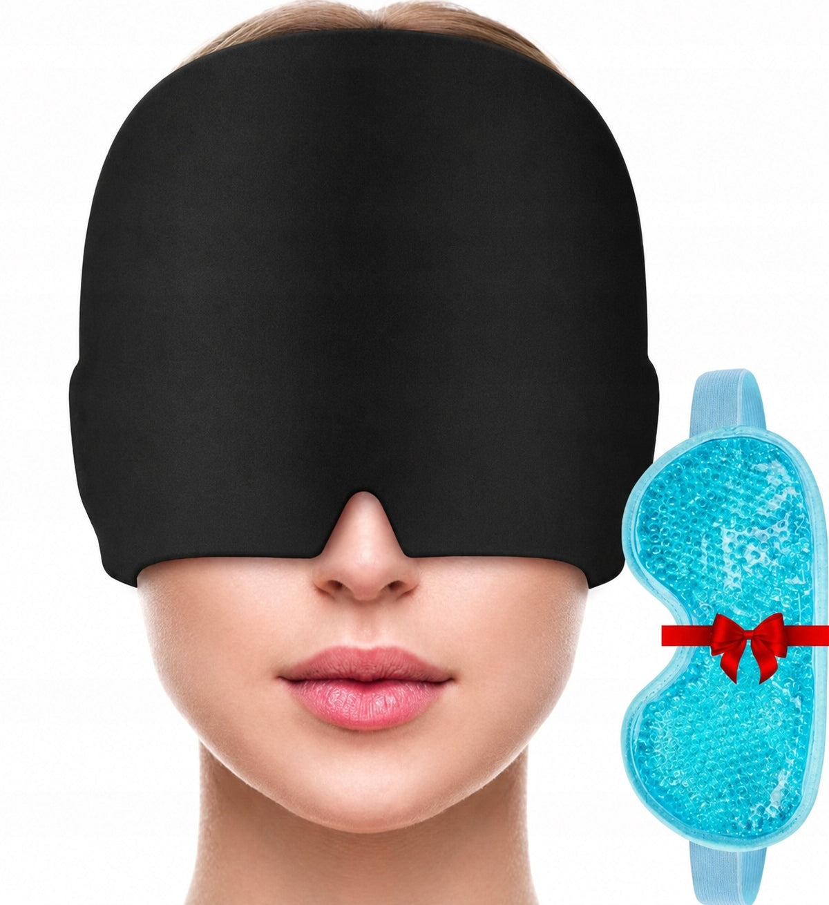 Gel Cap Cooling Migraine Headache Compress + Eye Gel Mask