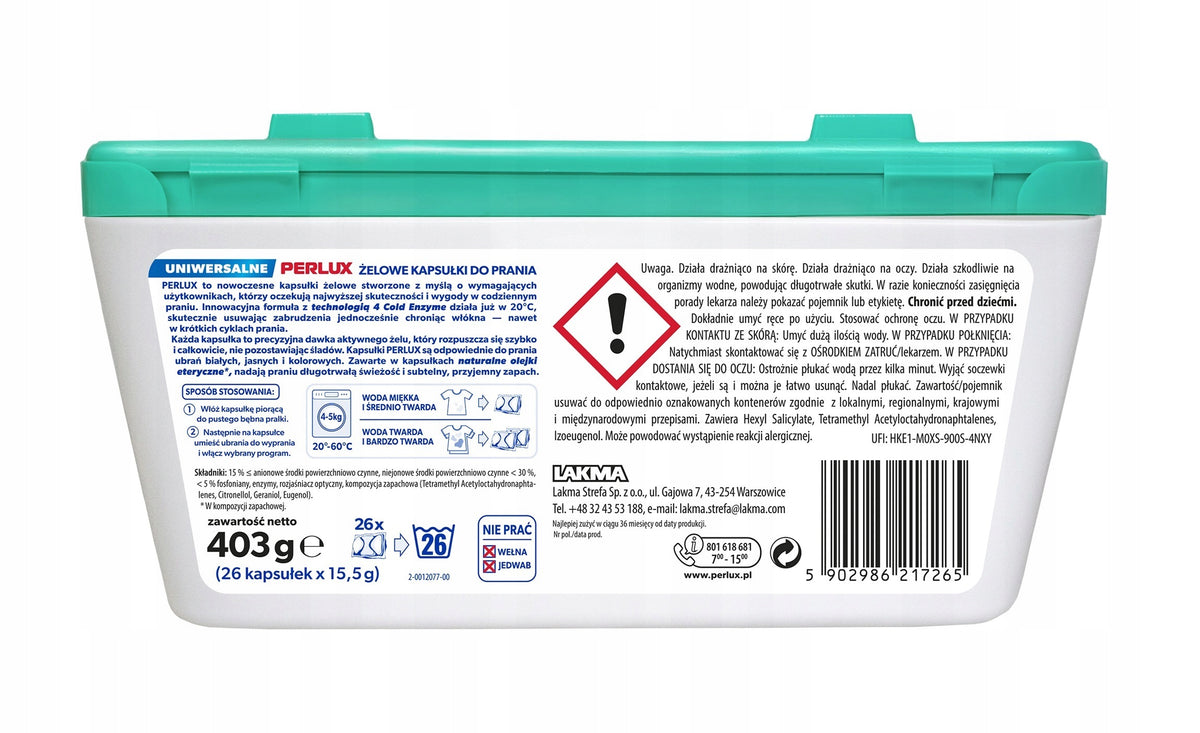 Gel Washing Capsules 26pcs PERLUX Universal FreshEscape Washing 20°C Packaging status original