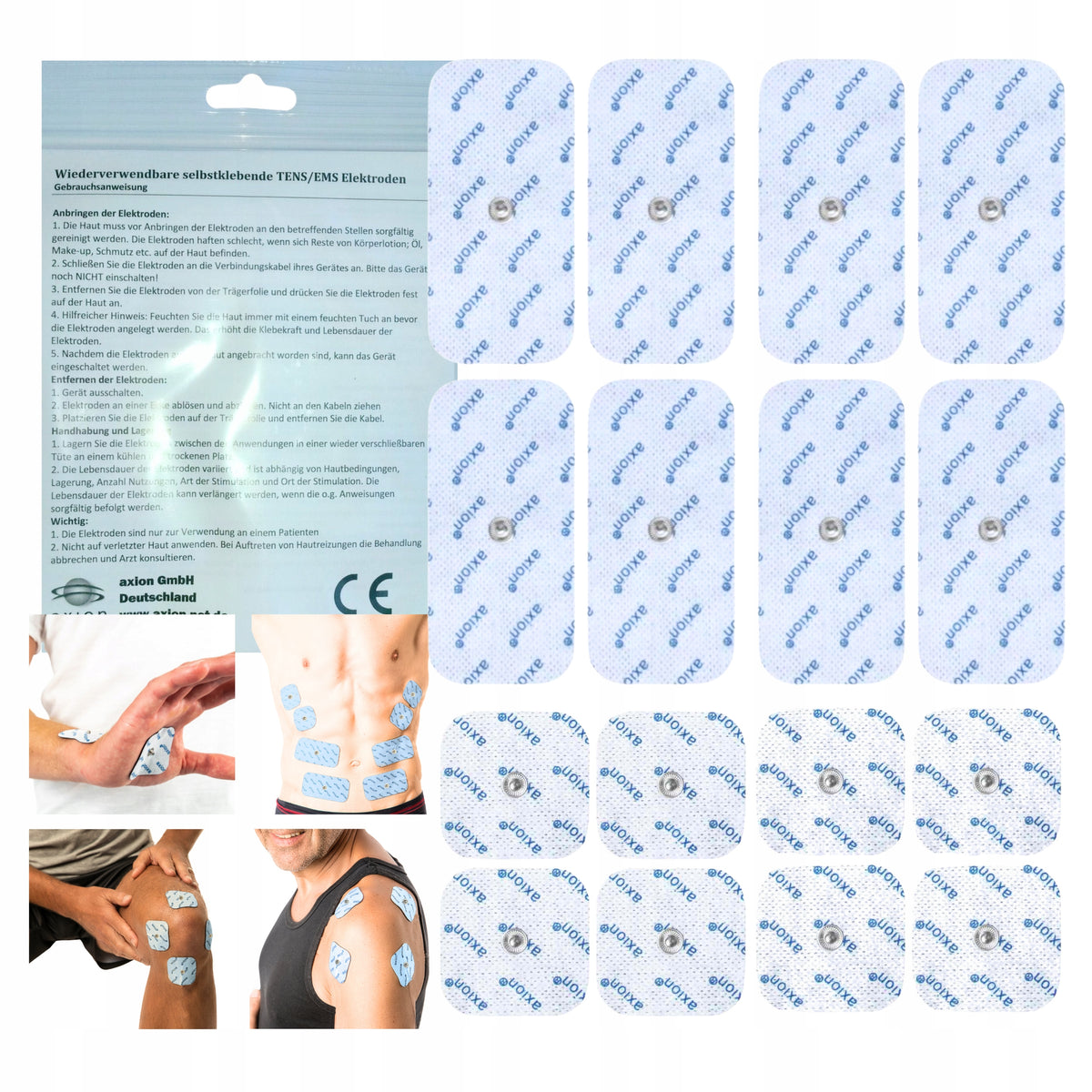 Gel electrodes TENS EMS Sanitas SEM 43 44 Beurer 16 pcs set 5x5 10x5cm