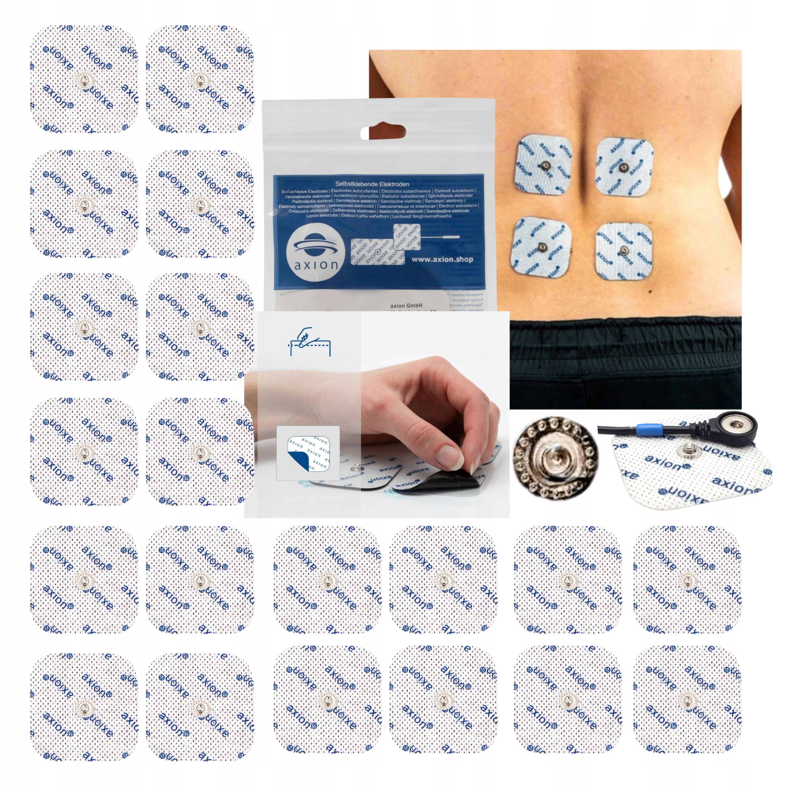 Gel electrodes TENS EMS for Compex SP FIT SNAP 5x5 cm self-adhesive 20 pcs