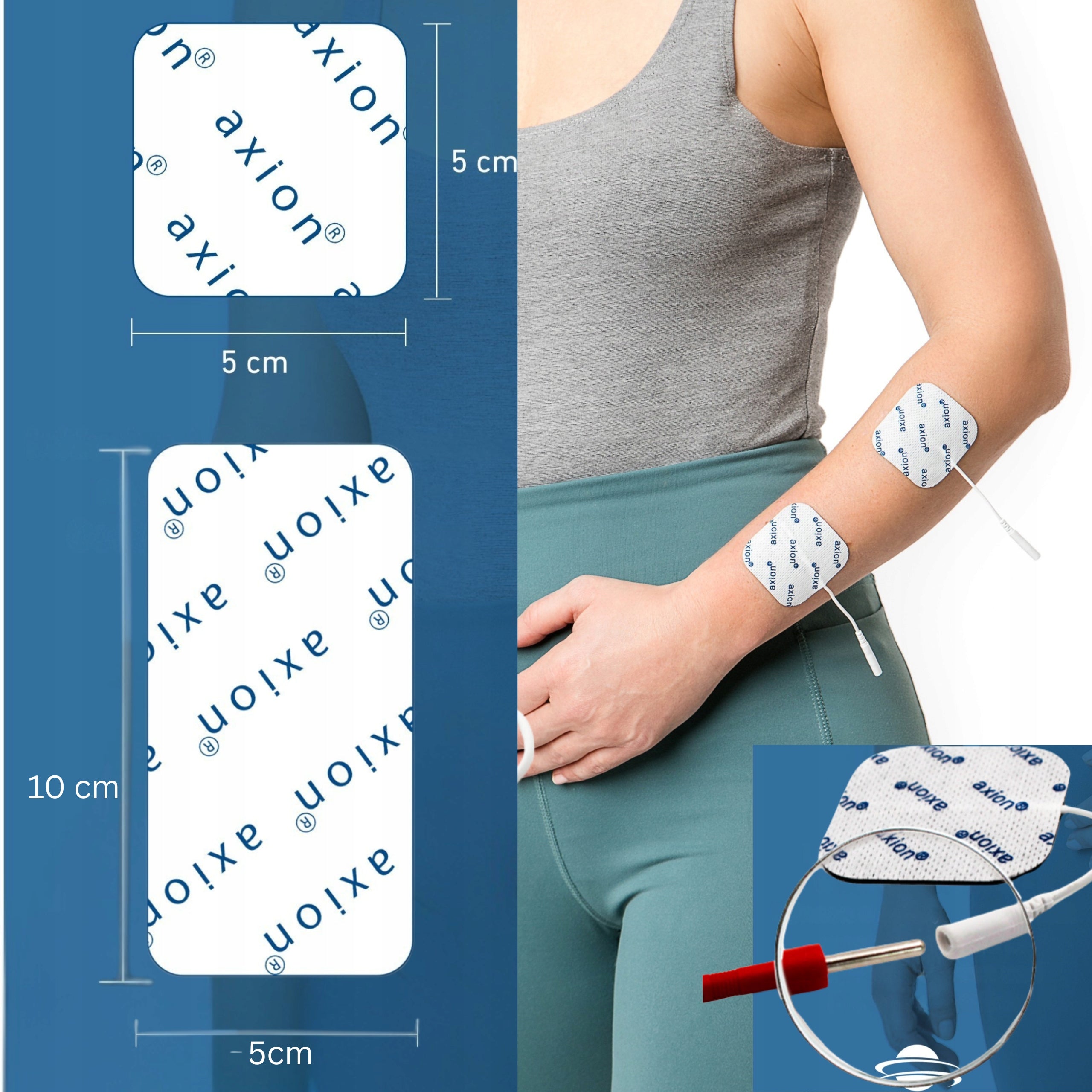 Gel electrodes tens ems self-adhesive 2mm set 16 pcs XXL 5x 5cm 10x5cm Medical device yes
