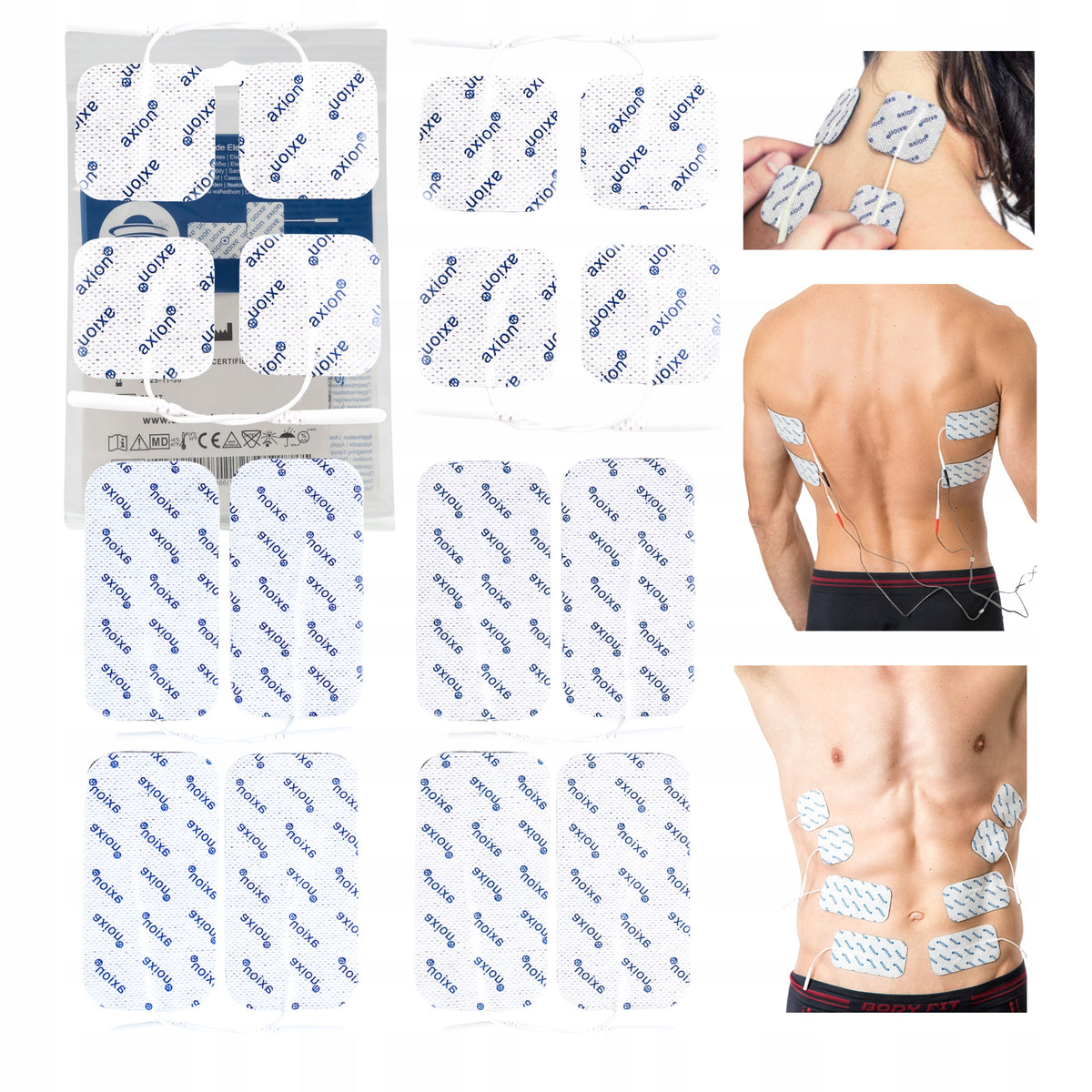 Gel electrodes tens ems self-adhesive 2mm set 16 pcs XXL 5x 5cm 10x5cm
