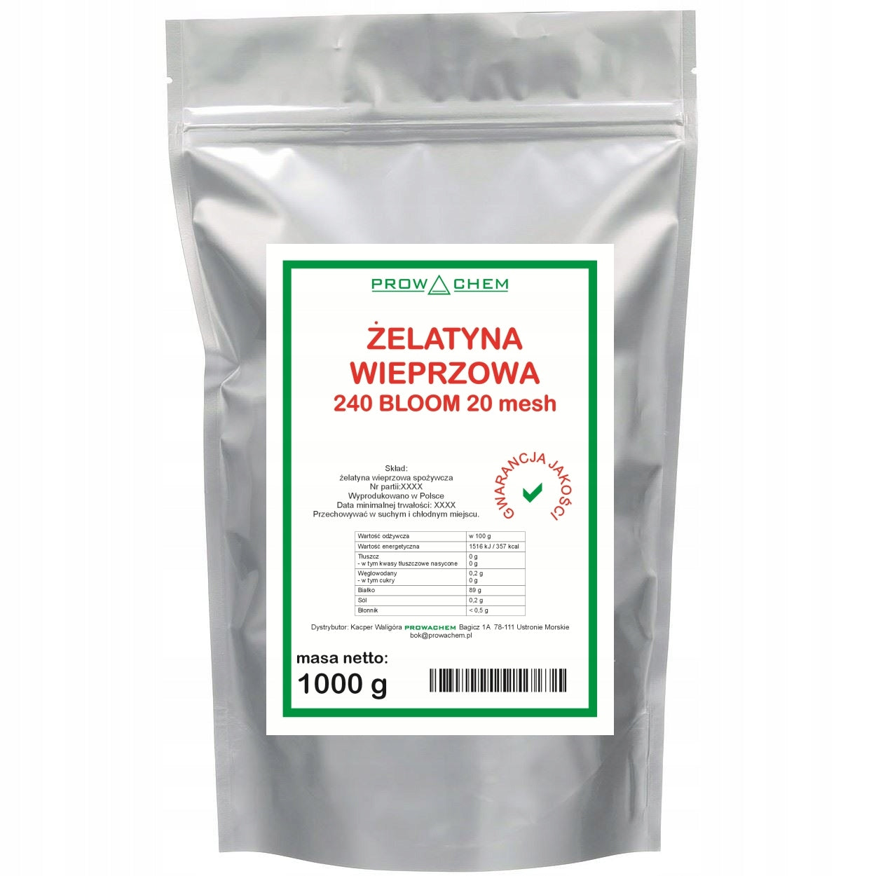 Gelatin 240 1kg 100% poland, leather, joints, bones