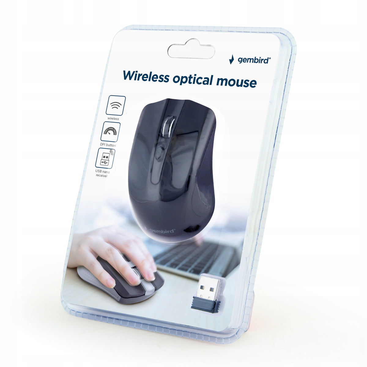 Gembird Wireless optical mouse nano receiver Color black