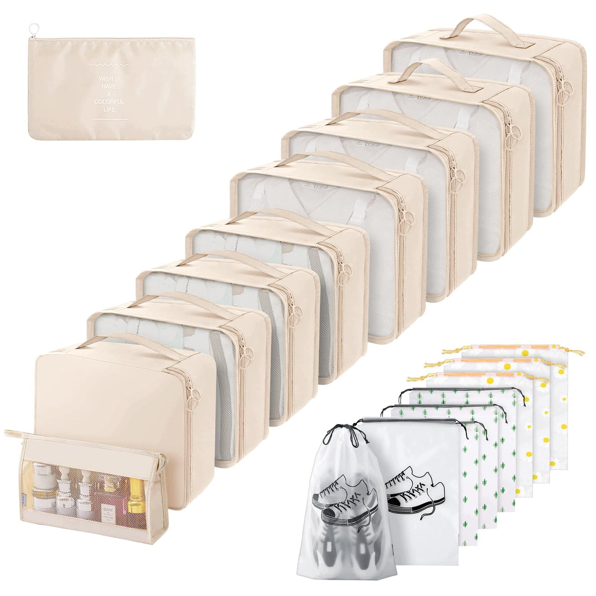 Gemtte Suitcase Organizer 18 Elements Waterproof Luggage Travel Kit