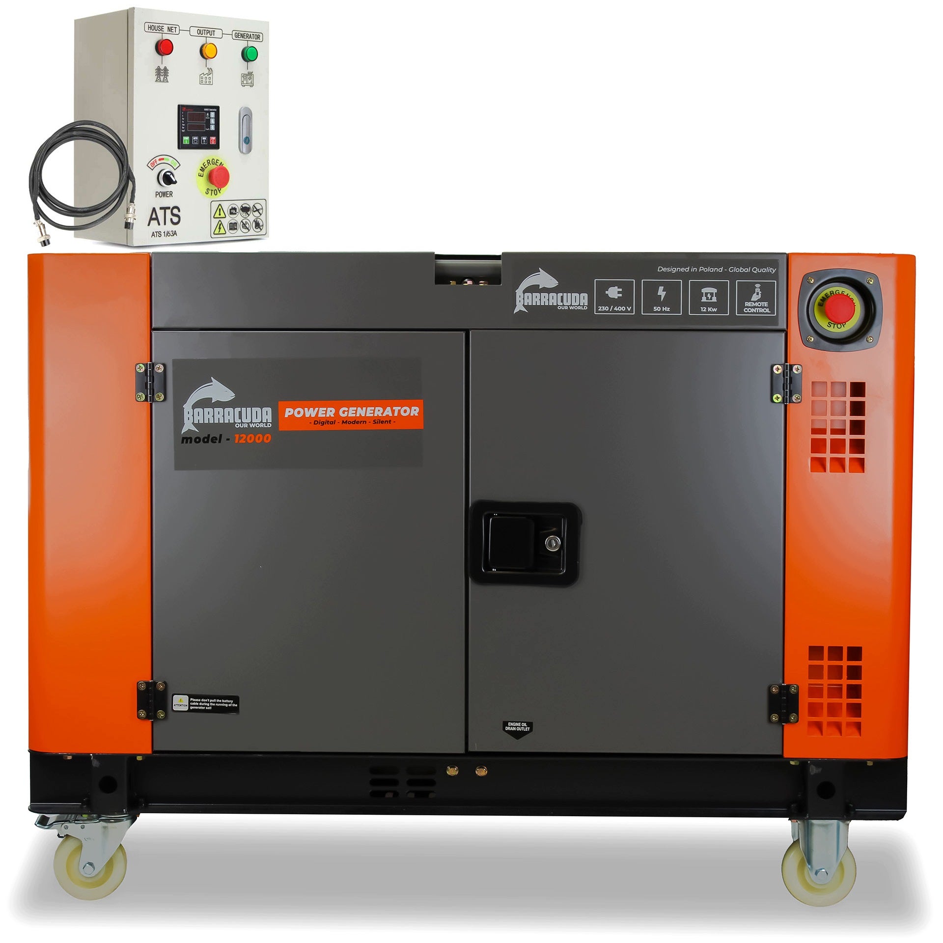 Generator set 15kVA 12kW 400V Barracuda 12000 SILENT DIESEL + ATS