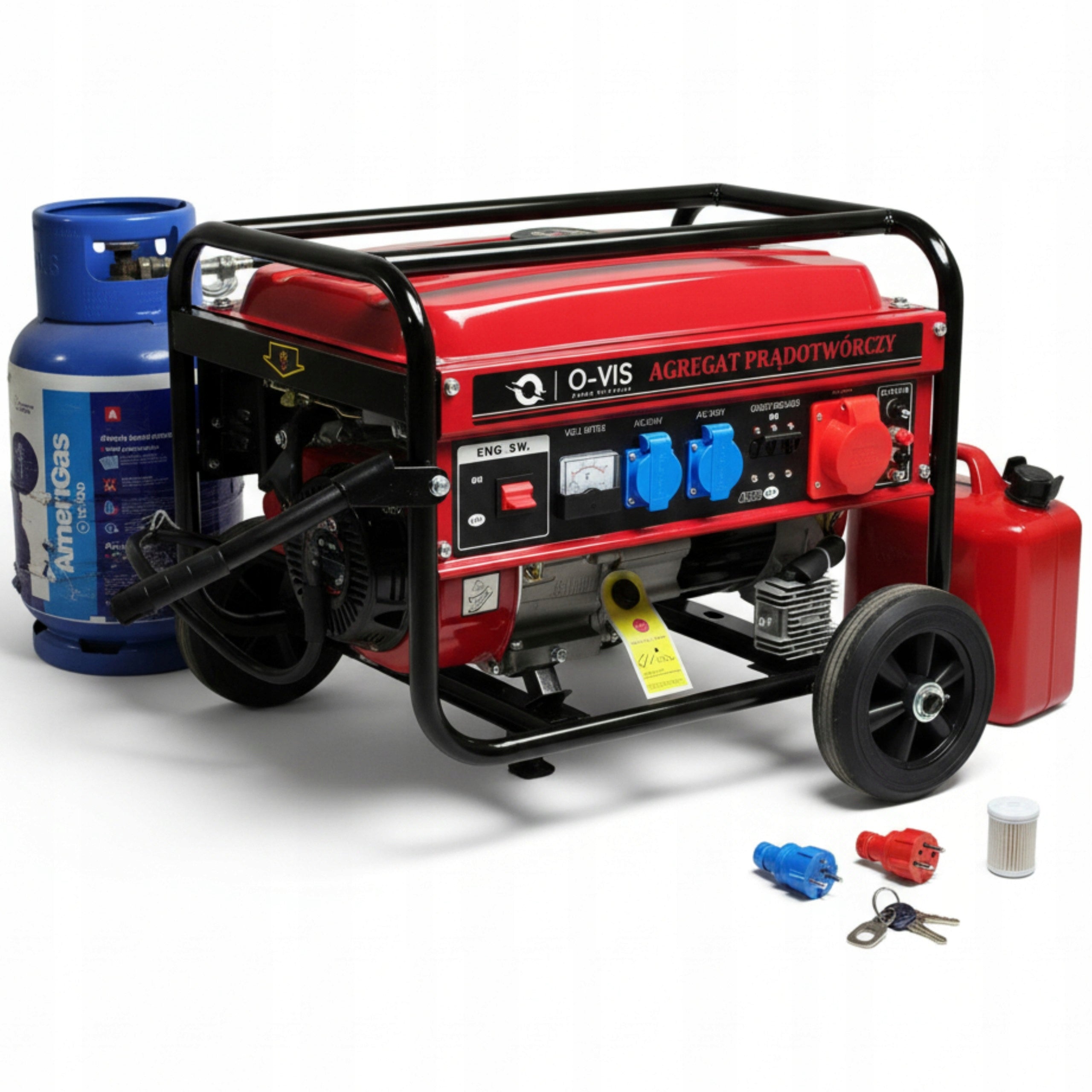 Generator set 3kW LPG Petrol AVR OHV 7HP Wheels 230V/400V +12V OVIS