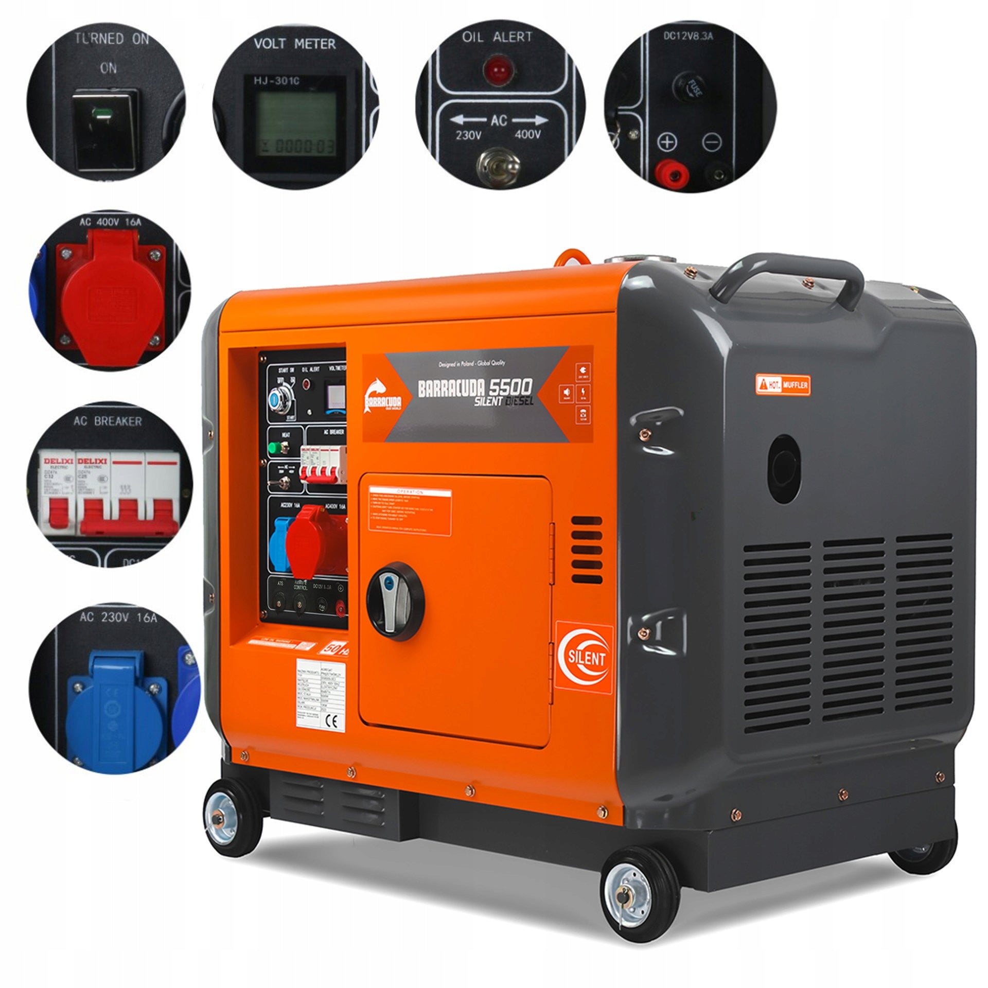 Generator set 7kVA 5,5kW 230V 400V BARRACUDA DIESEL 5500 SILENT