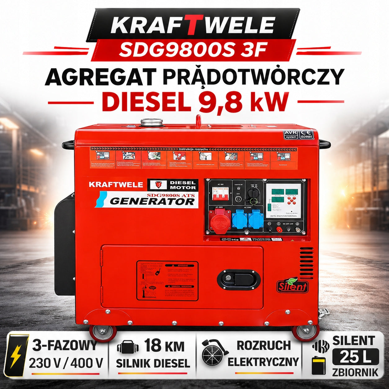 Generator set 9,8 KW Diesel Silent DT Freebie exhaust pipe