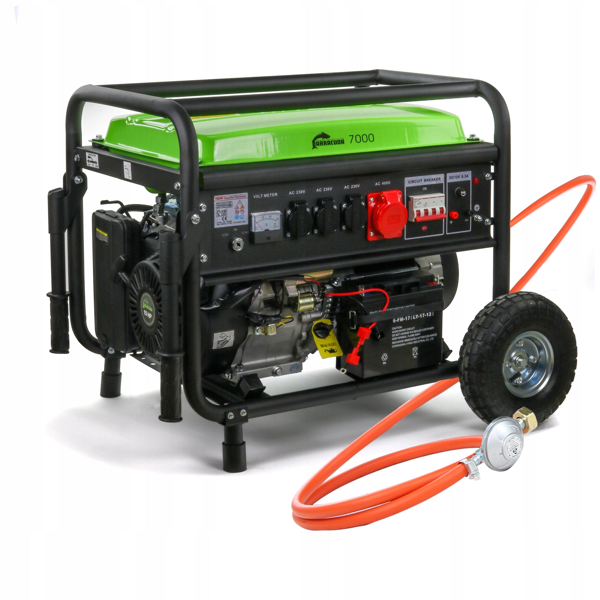 Generator set Barracuda 7000 3F 9kVA 7kW 400V AVR Petrol LPG Packaging status original