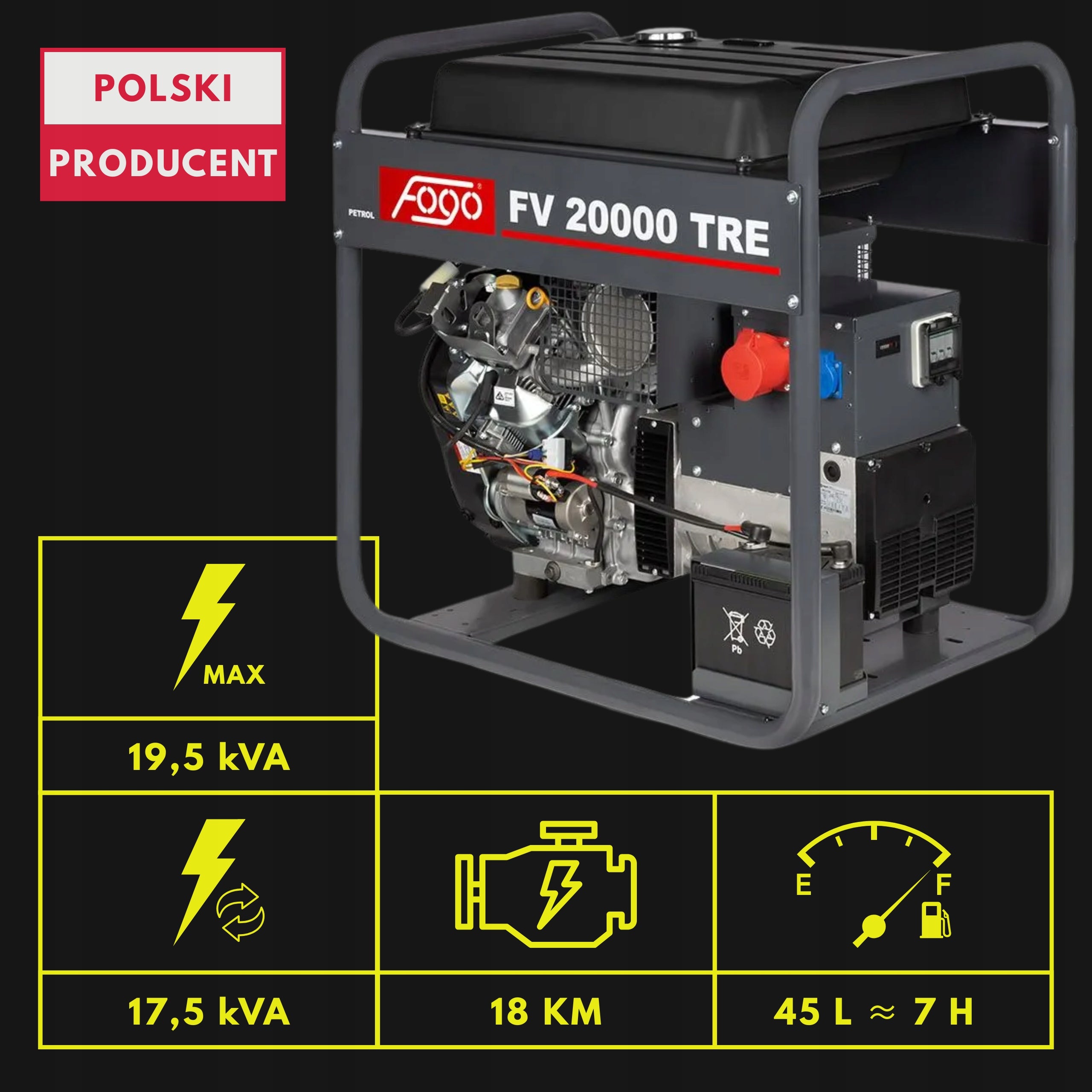 Generator set FOGO FV20000TRE 19,5kVA 400V AVR +oil+review Installments0% Manufacturer code 37142