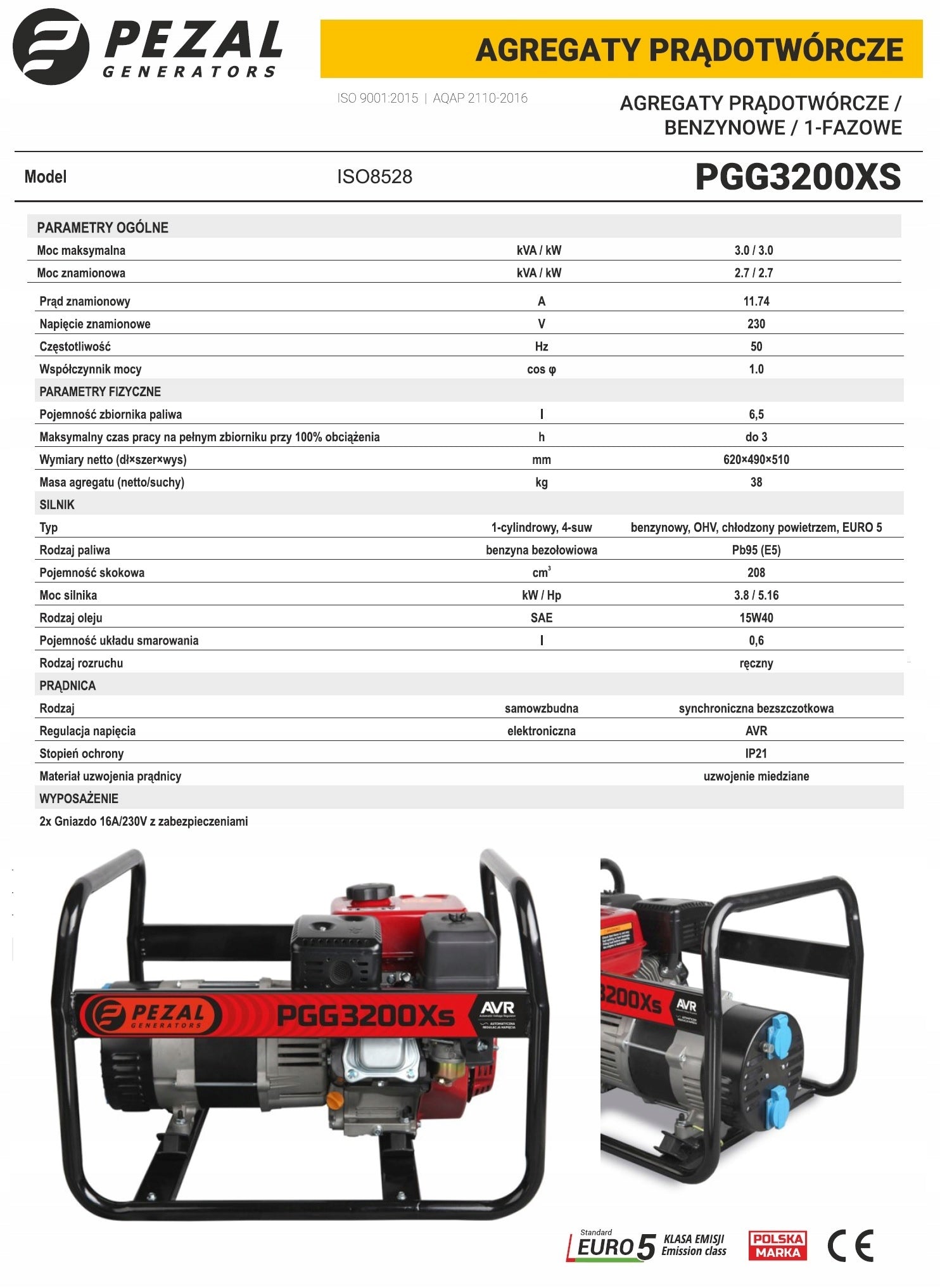 Generator set Pezal PGG3200Xs 3 kW Brand Pezal