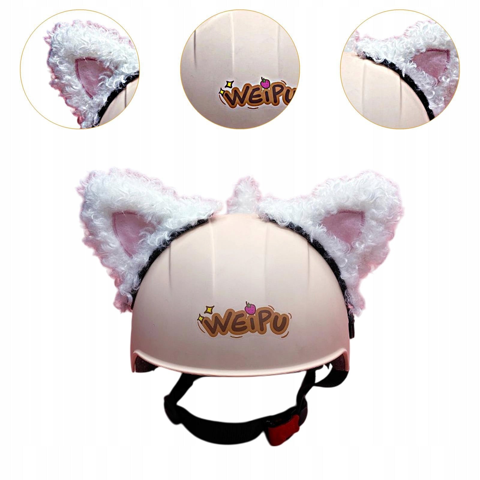 Generic Helmet Accessories,Cat Ears for Helmet Decor Cute Helmet White Packaging status original