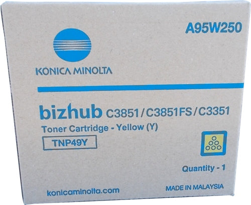 Genuine Toner Cartridge TNP49Y Yellow Konica Minolta C3351 C3851 A95W250