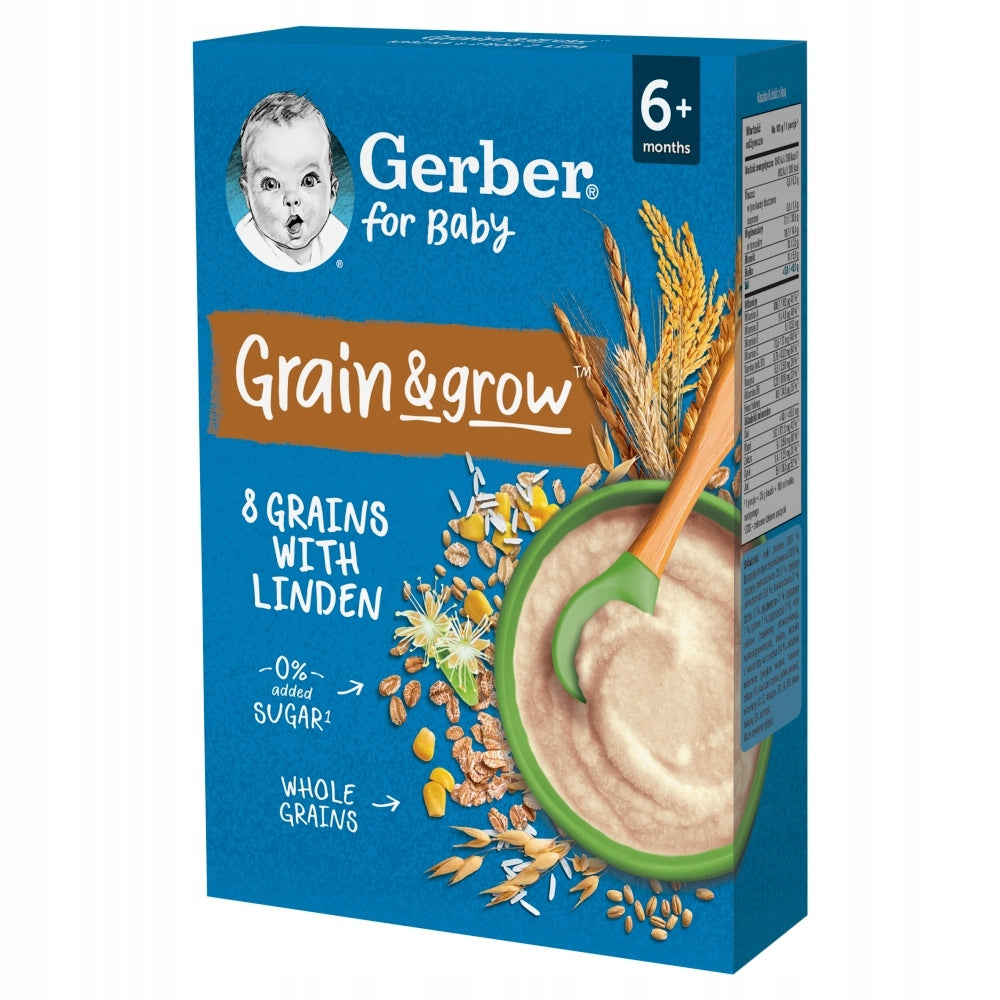Gerber Grain & grow Porridge 8 cereals with linden after 6 months 9x 200 g Brand Gerber