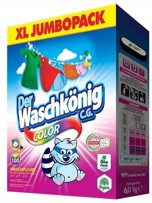 German Color Washing Powder Der Waschkönig Color 100 Washes 6,0 kg