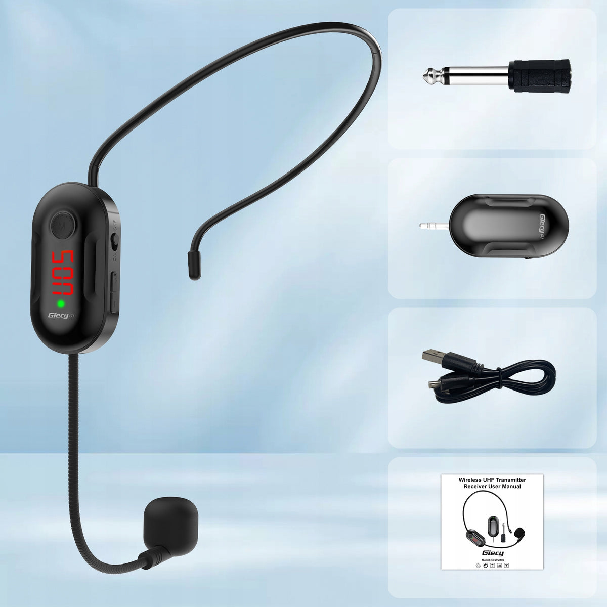 Giecy 30W Amplifier with UHF Wrieless Mic 2800mAh for Teachers/Guides (BK) Manufacturer code PL-G300A-BK
