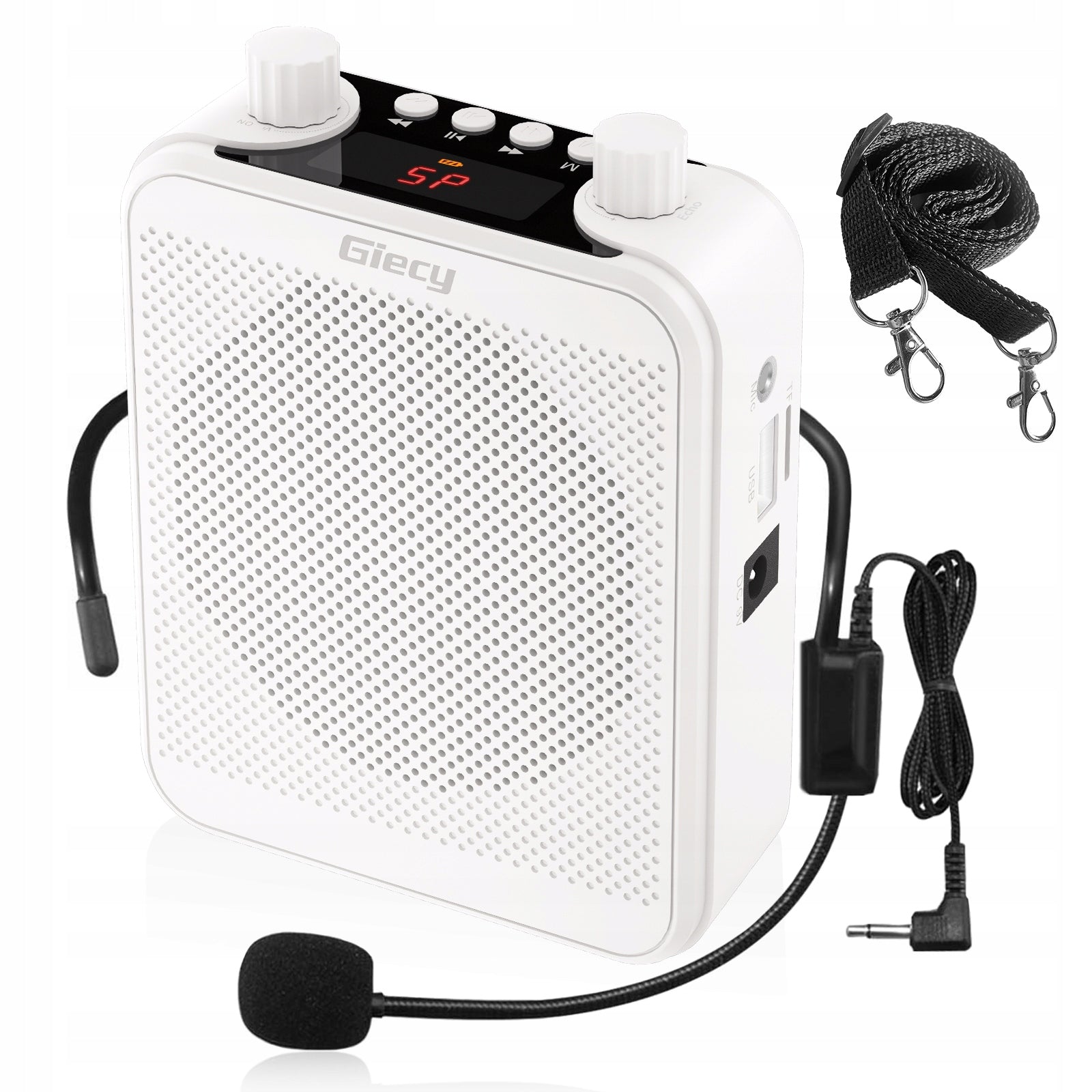 Giecy 30W Voice Amplifier with Mic 2800mAh for Teachers/Guides (White)