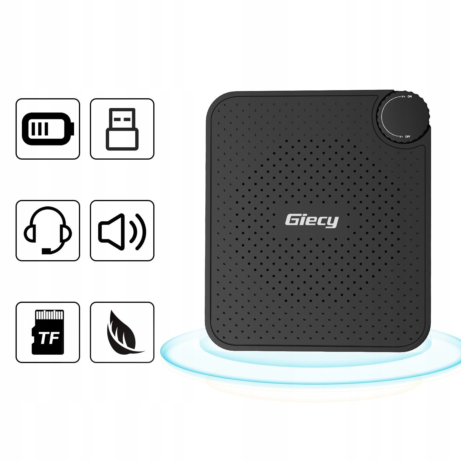 Giecy Portable Voice Amplifier Microphone 15W Rechargeable Battery 2600mAh Manufacturer code PL-S300-BK