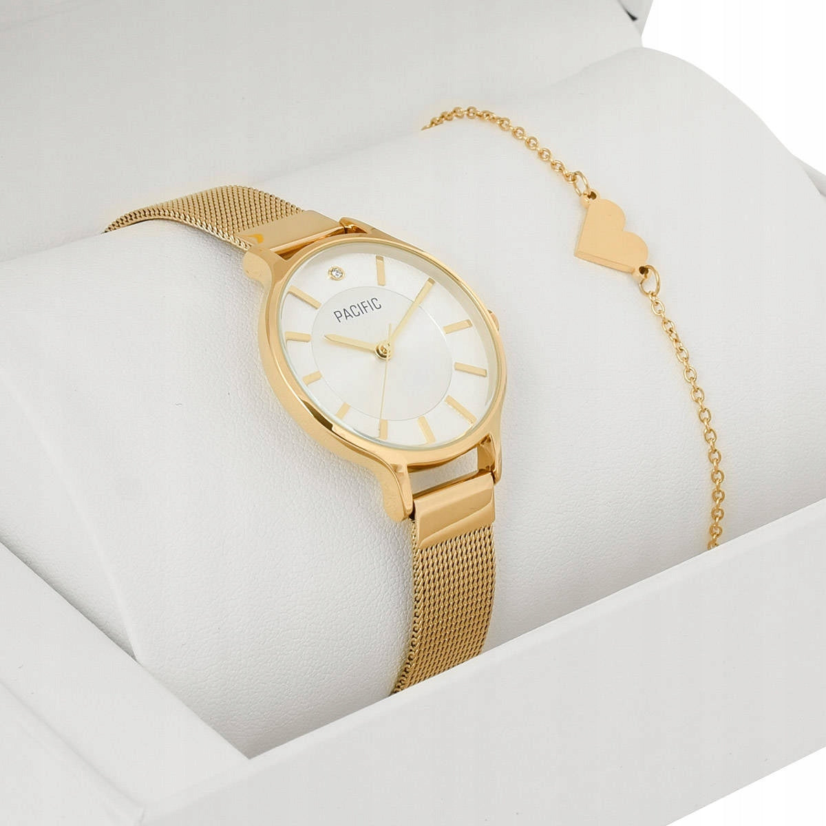 Gift for woman gold watch + heart bracelet PACIFIC X6133-02A Brand Pacific