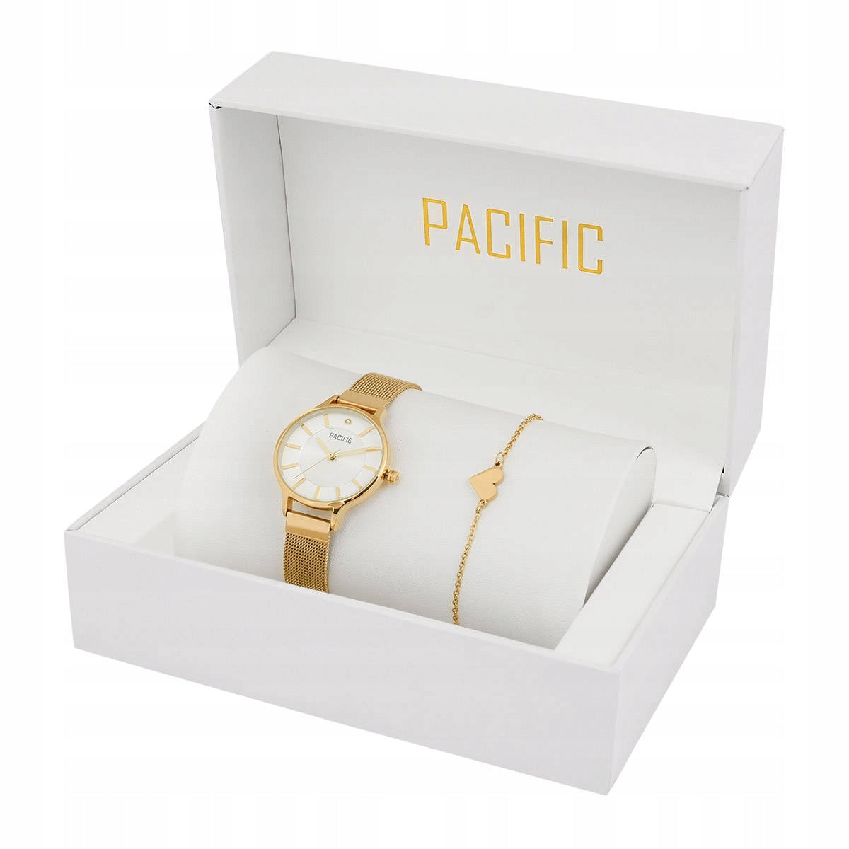 Gift for woman gold watch + heart bracelet PACIFIC X6133-02A EAN (GTIN) 5903981771738