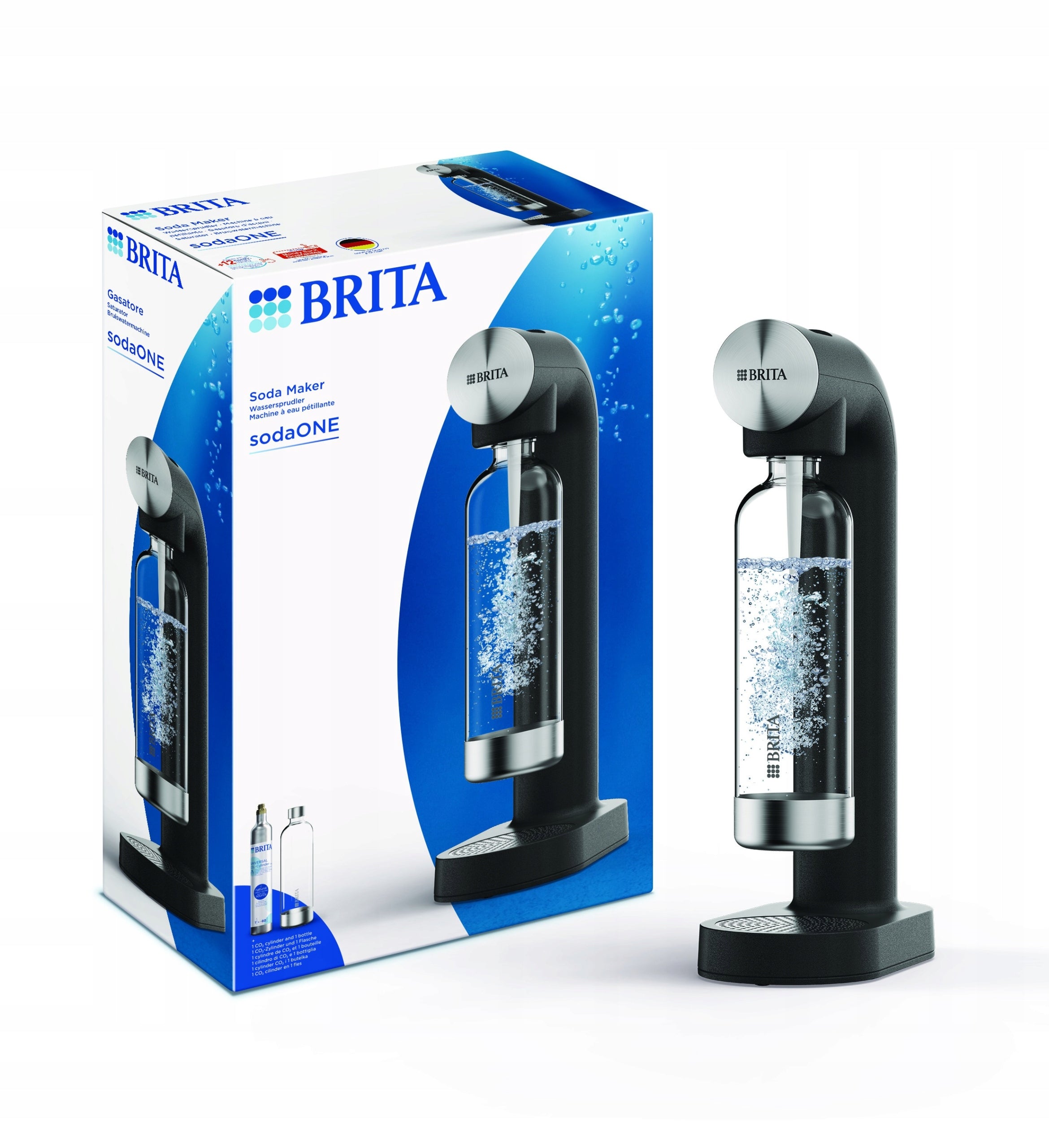 Gift set Saturator black BRITA SodaONE with CO2 cylinder Brand Brita