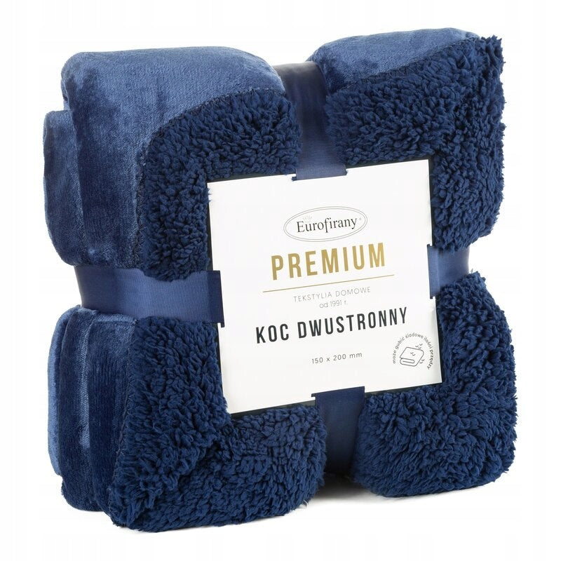 Gift soft BLANKET bedspread PLED double-sided TEDY 70X160 CM navy blue Brand Eurofirany