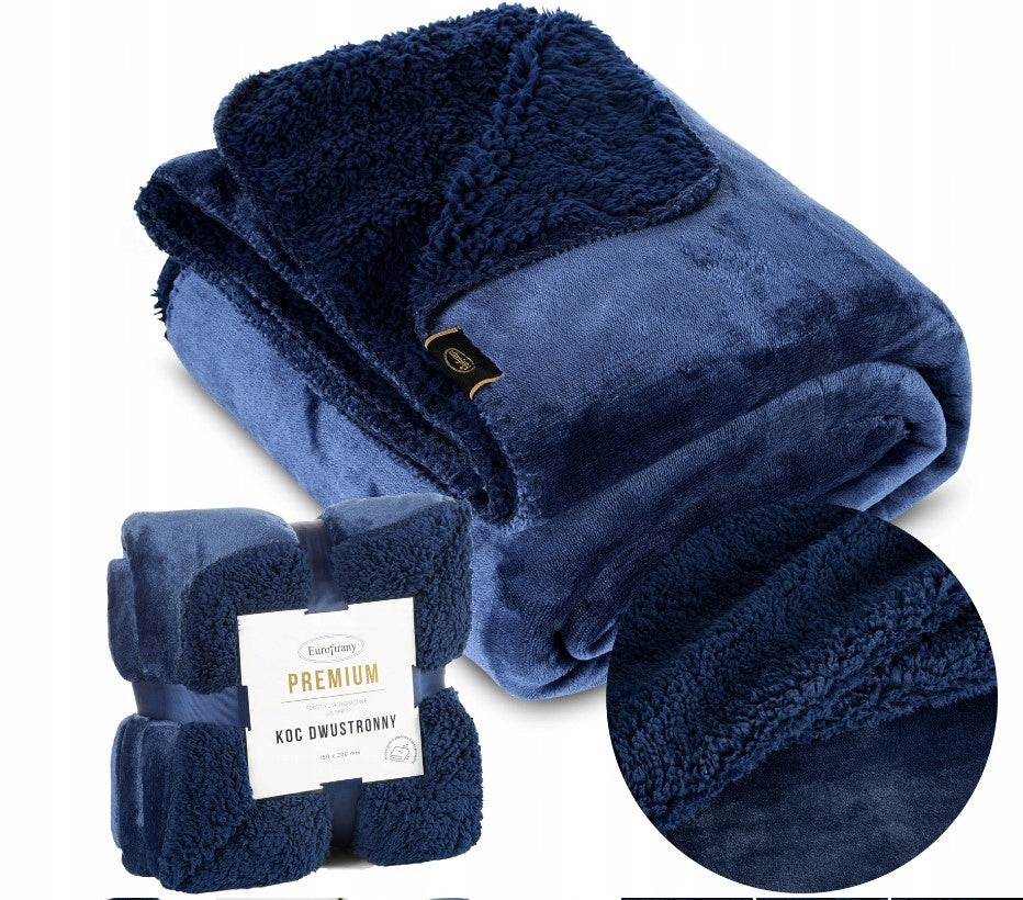 Gift soft BLANKET bedspread PLED double-sided TEDY 70X160 CM navy blue