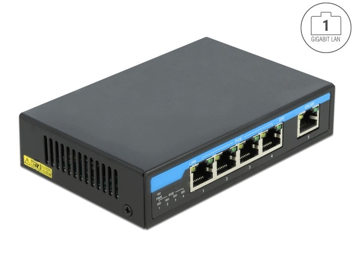 Gigabit Ethernet Switch 4x PoE + 1x RJ45 Delock 87764