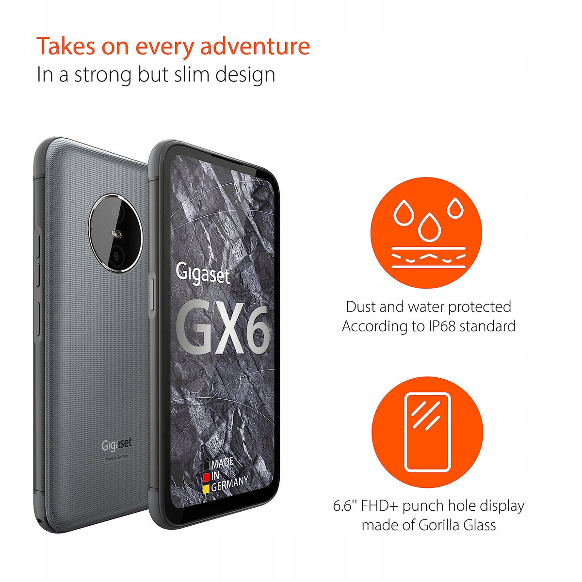 Gigaset GX6 Outdoor 5G Smartphone - Military Standard, Dust & Waterproof IP Brand Gigaset