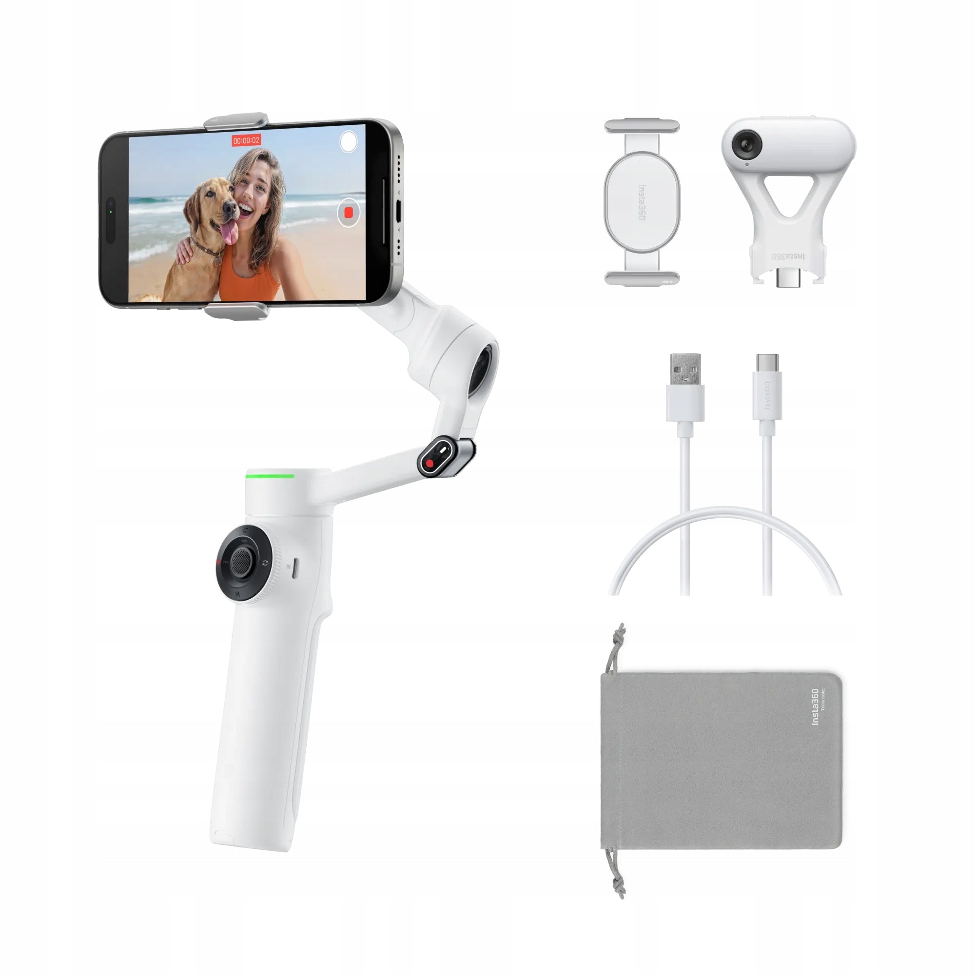 Gimbal Handheld Stabilizer Insta360 Flow 2 Pro AI Tracker Set white