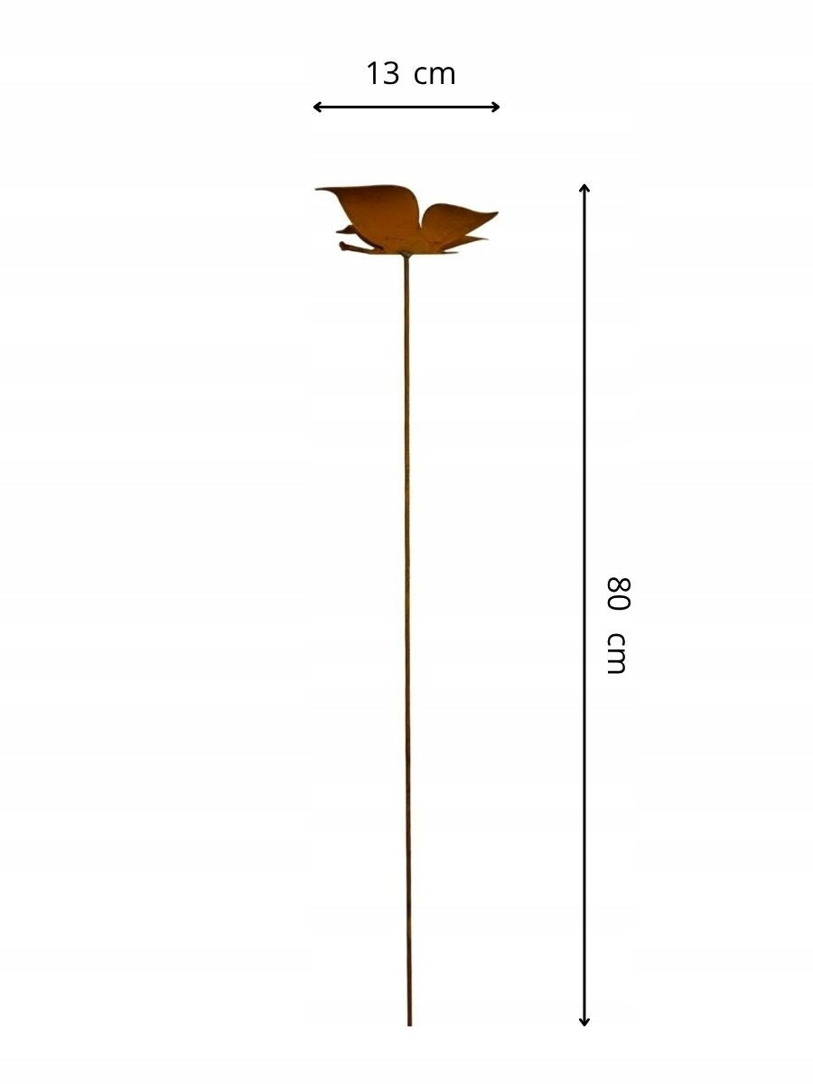 Ginko.Garden | Butterfly 3D on rod metal ornament for garden natural rust Manufacturer Ginko.Garden