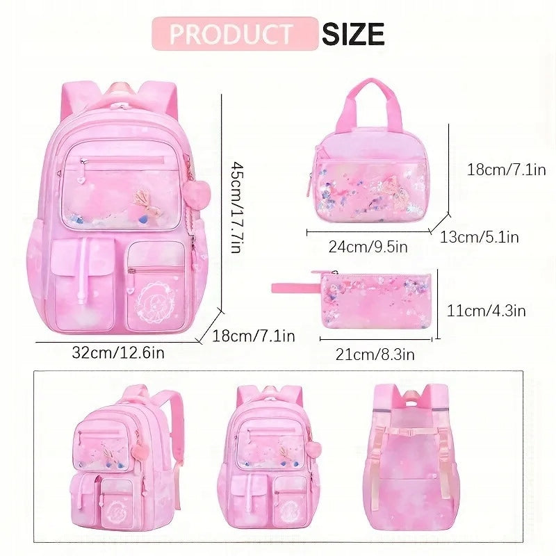 Girls' 3-Piece School Backpack Set Sweet Cute Manufacturer code hghgjghjhjj