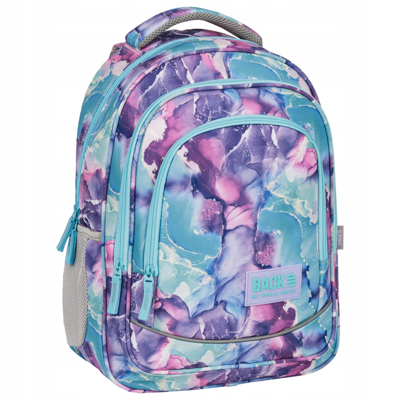 Girls' Backpack BackUp Fantasy Marble Pattern Turquoise Purple