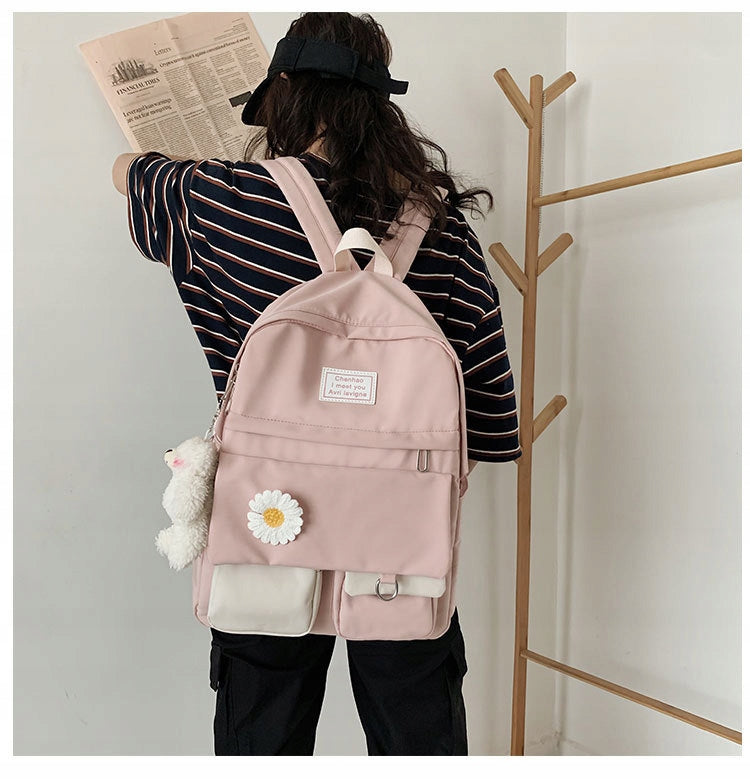 Girls' backpack, large capacity, pink, versatile backpack Packaging status original