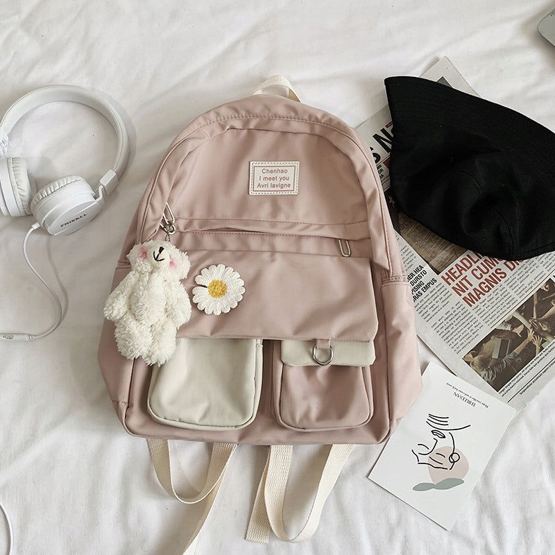 Girls' backpack, large capacity, pink, versatile backpack