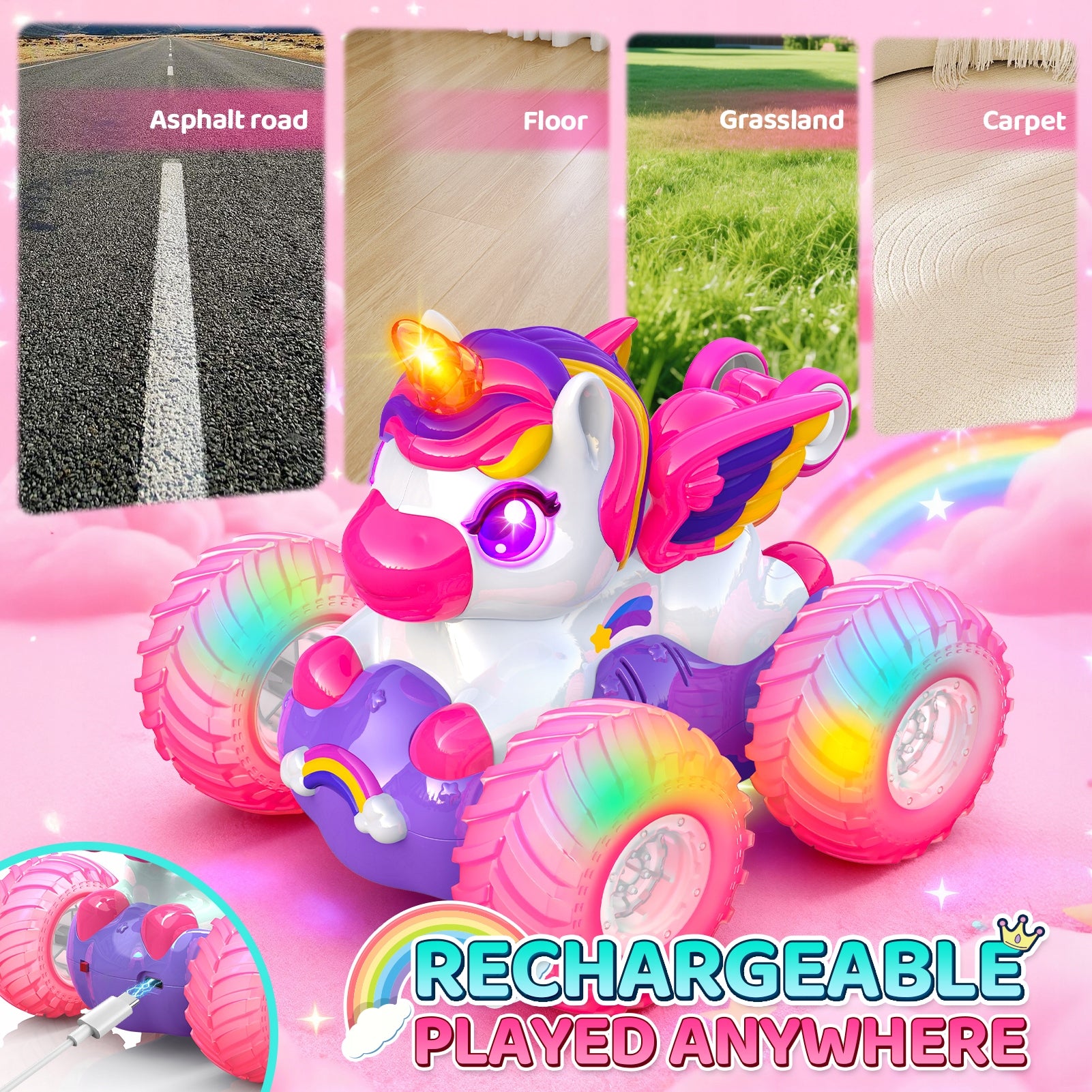 Girls' remote controlled stunt car with unicorn 360° Manufacturer code WJ121810AXXLPK