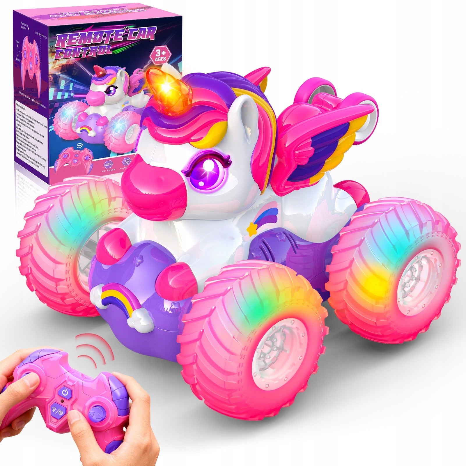 Girls' remote controlled stunt car with unicorn 360°