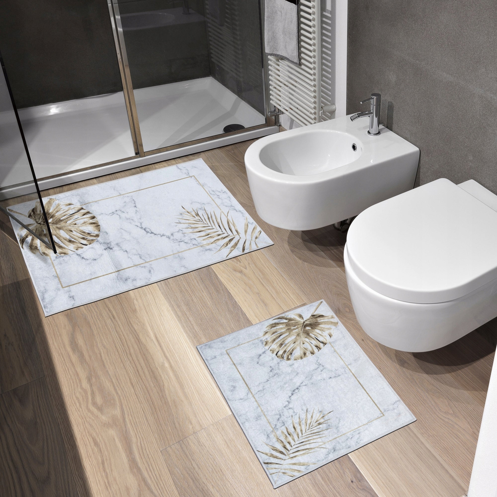 Glamour Bathroom Set 2 Pieces Bathroom Rug Set Anti-Slip Brand e-floor