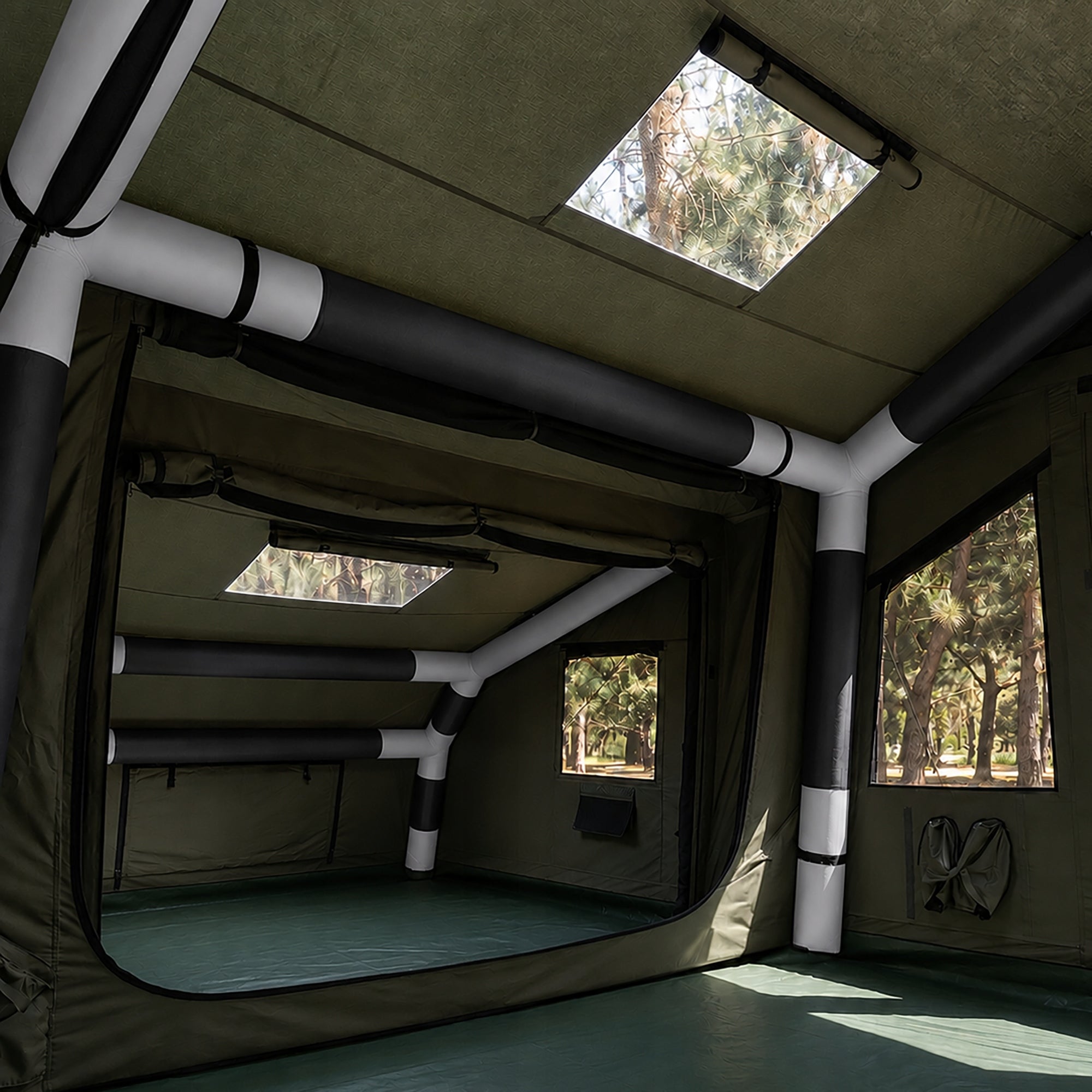 Glamping Pumped Camping Tent Up to 10 Pers Large with Oxford Bedroom Model Campo AirCab